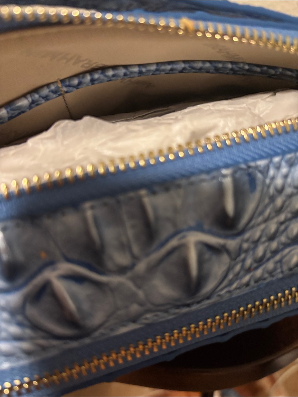 Brahmin Blue Croc-Embossed Leather Crossbody - Picture 9 of 13